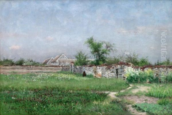 Tradgardsmur, Barbizon Oil Painting by Axel Lindman