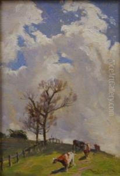 Cloud And Cows Oil Painting by Percival Ch., Percy Lindsay