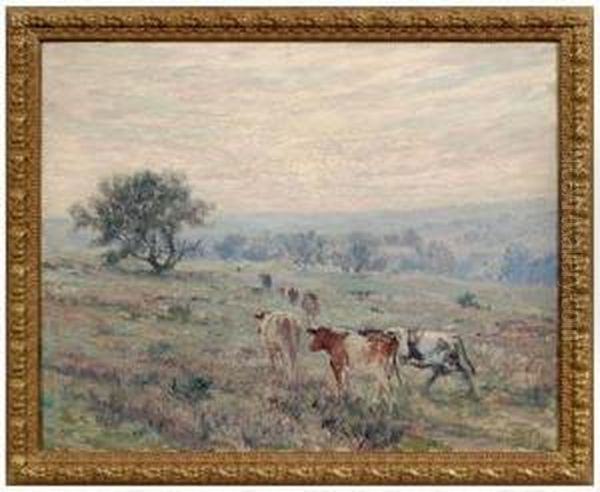 Cattle In Pasture Oil Painting by Thomas Corwin Lindsay