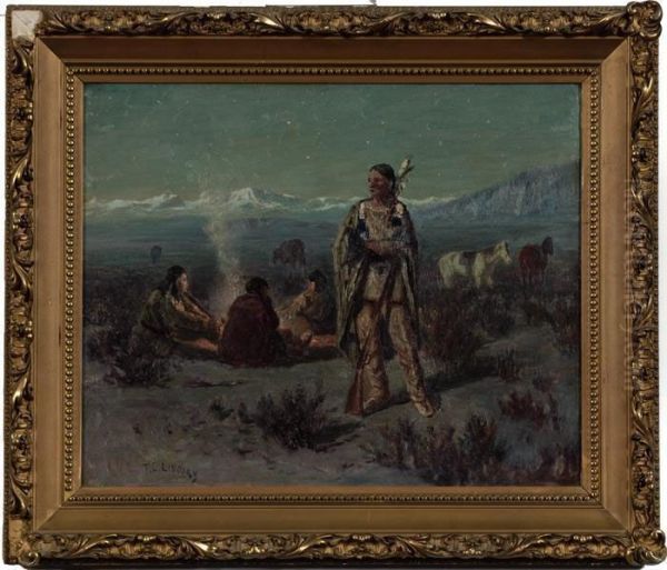 Indian Encampment Oil Painting by Thomas Corwin Lindsay