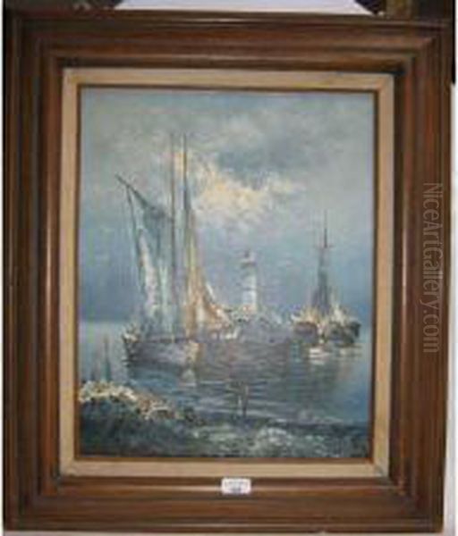 Bateaux Au Mouillage Oil Painting by Rikard Lindstrom