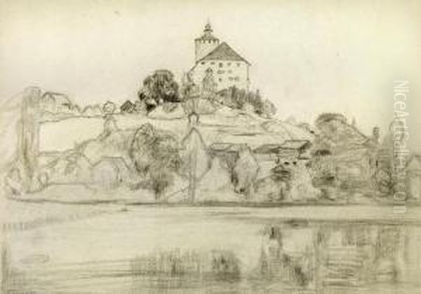 Schloss Und Stadtchen Werdenberg Oil Painting by Carl August Liner