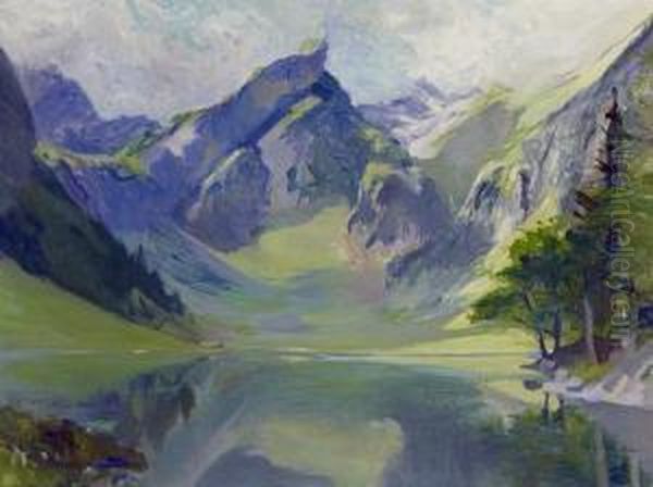 Seealpsee Oil Painting by Carl August Liner