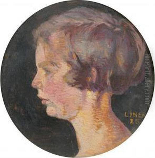 Portrait Of Anna Sutter Oil Painting by Carl August Liner