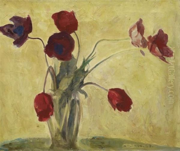 Blumenstillleben Oil Painting by Carl August Liner