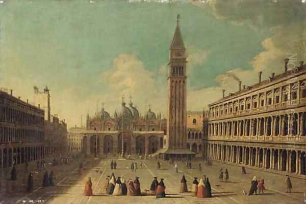 The Piazza San Marco, Venice, looking east along the central line Oil Painting by Vincenzo Chilone