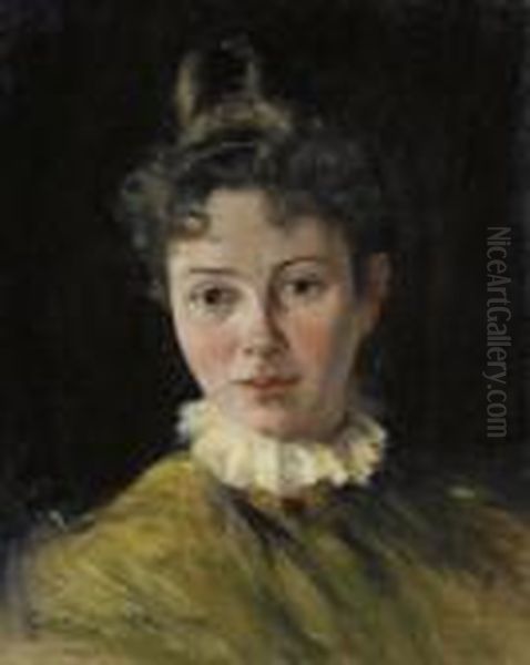 Portrait Von Olga Zach-hirschi Oil Painting by Carl August Liner