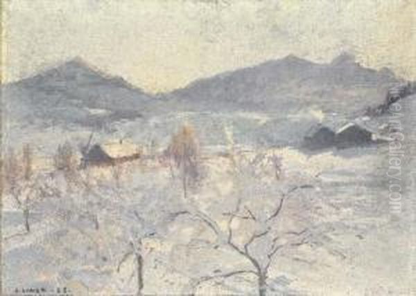 Winterlandschaft Oil Painting by Carl August Liner