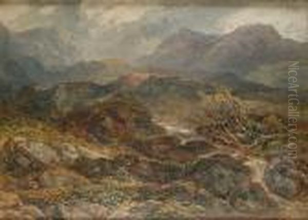 Landscape In North Wales Oil Painting by Henry Harris Lines