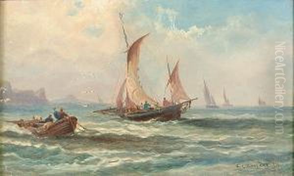 Fishing Off The Coast Oil Painting by Charles Linford