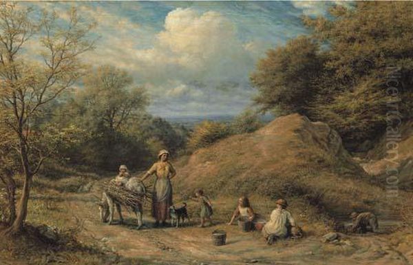 Cottager And Tramps Oil Painting by James Thomas Linnell