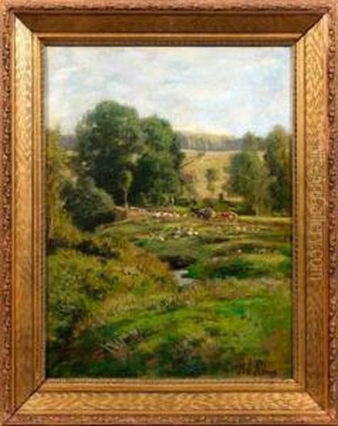 Niederrheinische Sommerlandschaft Oil Painting by Adolf Lins