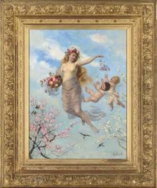 An Allegory Of Spring Oil Painting by Adolf Lins