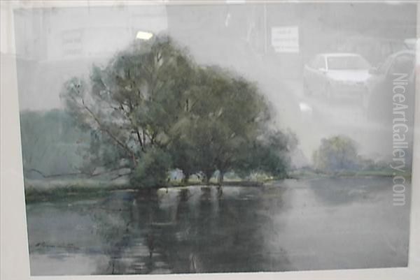 Trees By A River Oil Painting by William Evans Linton