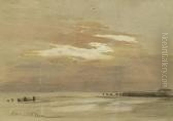 Shoreline At Sunset by Edward Barnard Lintott