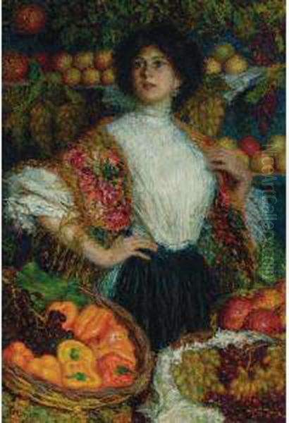 Fiore E Frutta Oil Painting by Enrico della (Lionne) Leonessa