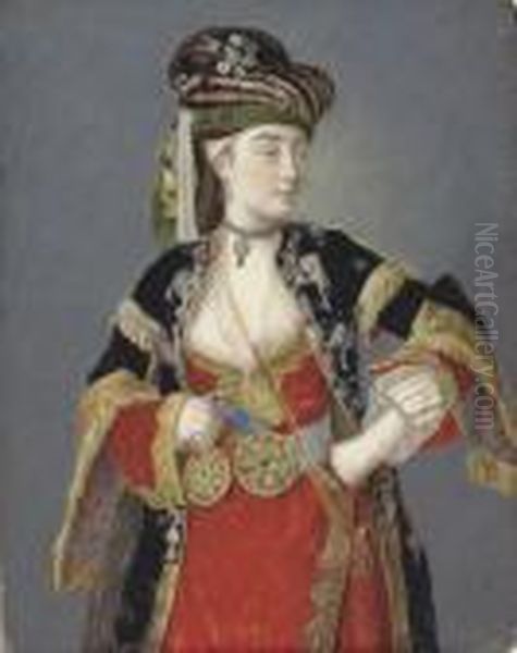 Presumed Portrait Of Laura Tarsi In Turkish Dress Oil Painting by Etienne Liotard