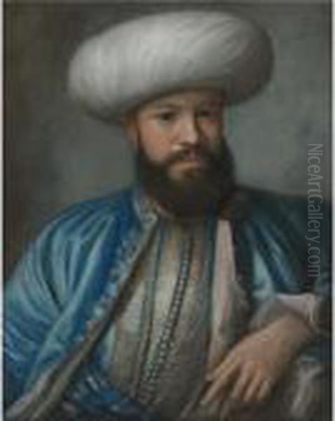 Portrait Of A Man In Turkish Costume Oil Painting by Etienne Liotard