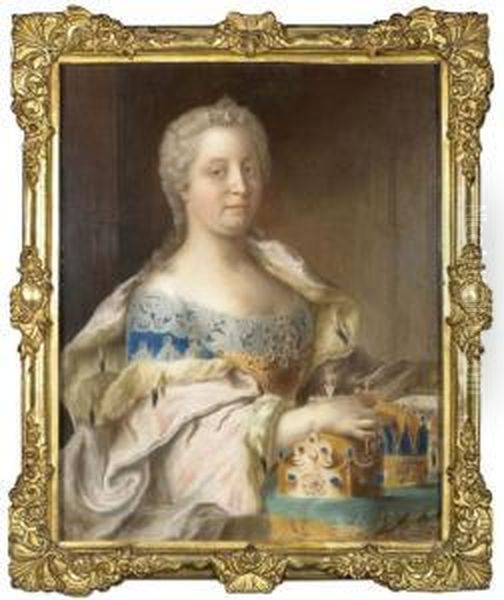 Portrait Der Kaiserin Maria Theresia Im Staatsornat. Oil Painting by Etienne Liotard