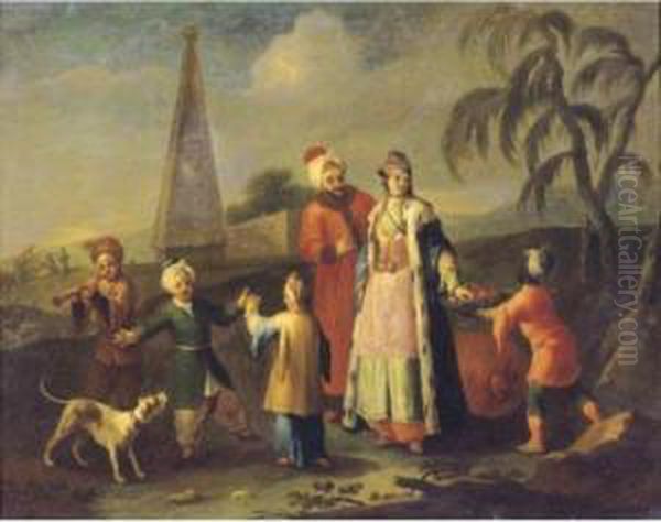 European Family In The Levant Oil Painting by Etienne Liotard