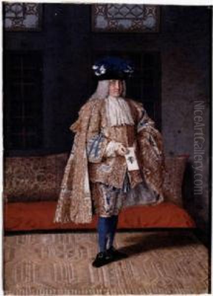 Anton Corfiz Count Ulfeld In Turkish Interior Oil Painting by Etienne Liotard