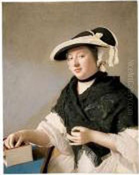 Portrait Of A Woman, Believed To Be Lady Fawkener Oil Painting by Etienne Liotard