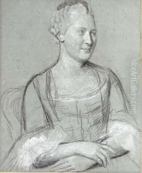 Portrait Of A Lady Turned To The Right, Half-length, Seated Oil Painting by Etienne Liotard