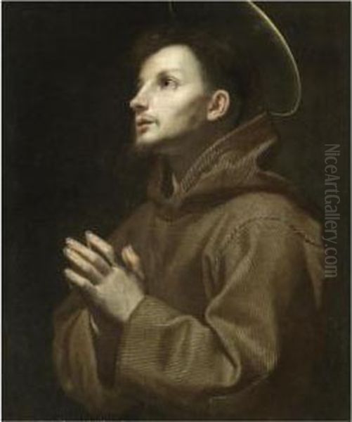 Saint Francis Of Assisi In Prayer Oil Painting by Lorenzo Lippi