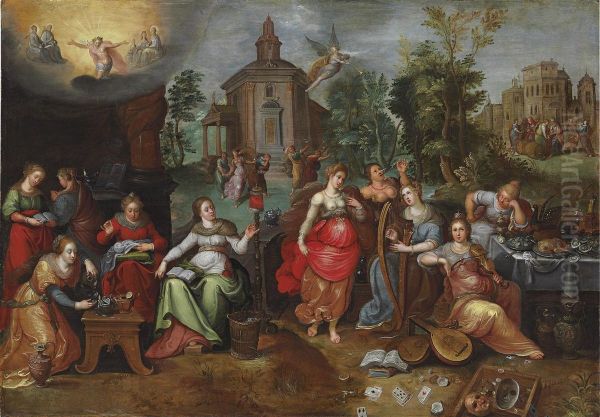 The Parable Of The Wise And Foolish Virgins Oil Painting by Pieter Lisaert