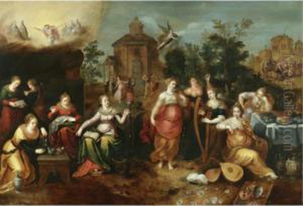 The Parable Of The Wise And Foolish Virgins Oil Painting by Pieter Lisaert