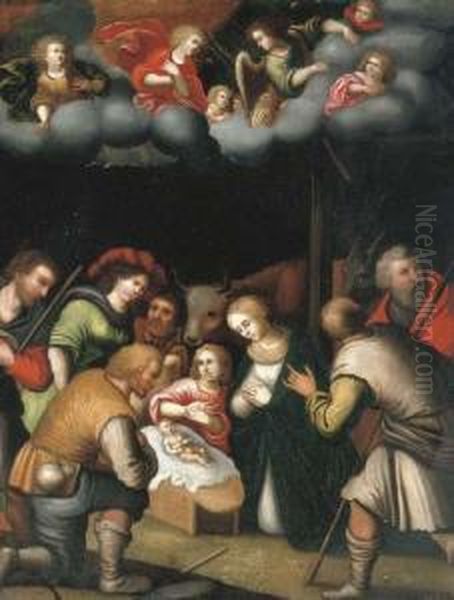 The Adoration Of The Shepherds Oil Painting by Pieter Lisaert