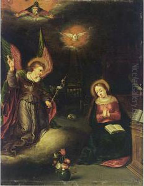 The Annunciation Oil Painting by Pieter Lisaert