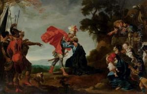 Jacob Reconciled With Esau Oil Painting by Johann Liss