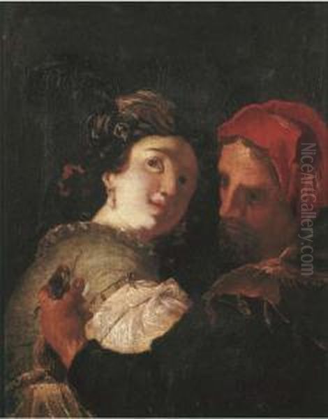 A Man Stealing A Lady's Purse Oil Painting by Johann Liss