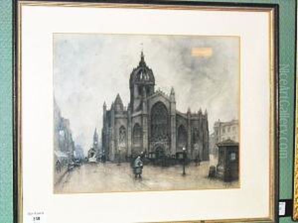 St Giles, Edinburgh Oil Painting by J. Little