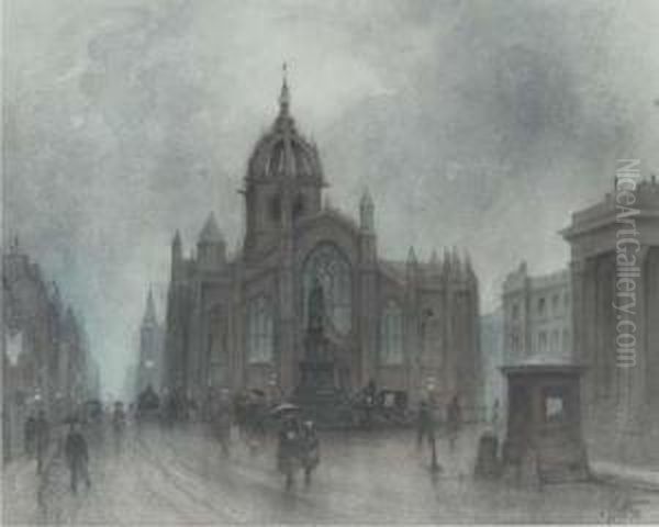 St. Giles Kirk Oil Painting by J. Little