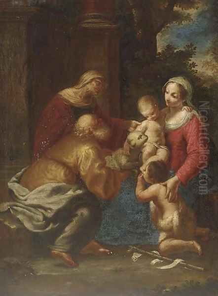 The Holy Family with Saint Elizabeth and the Infant Saint John the Baptist Oil Painting by Giuseppe Maria Crespi