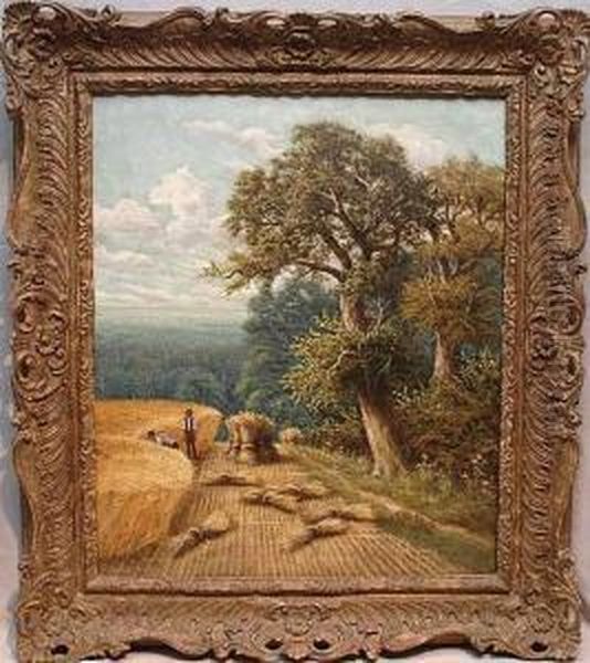 Cornfield & Wheat Harvest Oil Painting by Horace Mann Livens