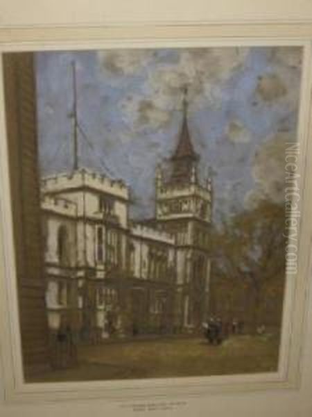 Crown Office Row Temple Oil Painting by Horace Mann Livens