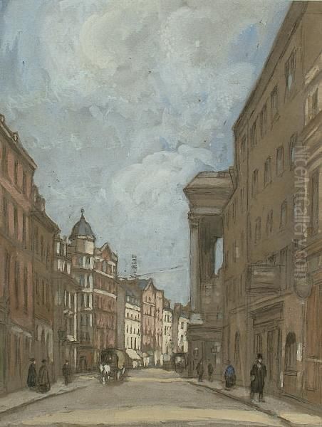 Bow Street At The Office Of John Bull Oil Painting by Horace Mann Livens