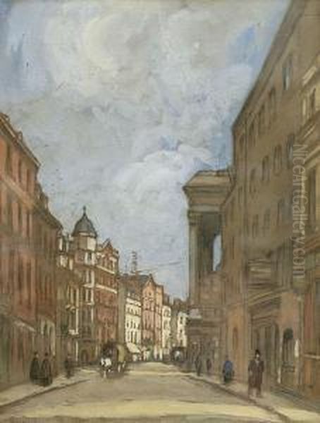 Bow Street At The Office Of John Bull Oil Painting by Horace Mann Livens