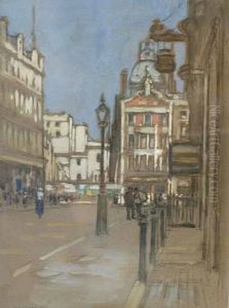 'the Noah's Ark Public House, Oxford Street, London' Oil Painting by Horace Mann Livens