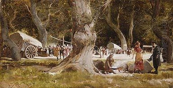 Campamento De Gitanos 1907 Oil Painting by Angel Lizcano Y Monedero