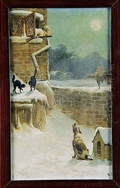 Animales En La Nieve Oil Painting by Angel Lizcano Y Monedero