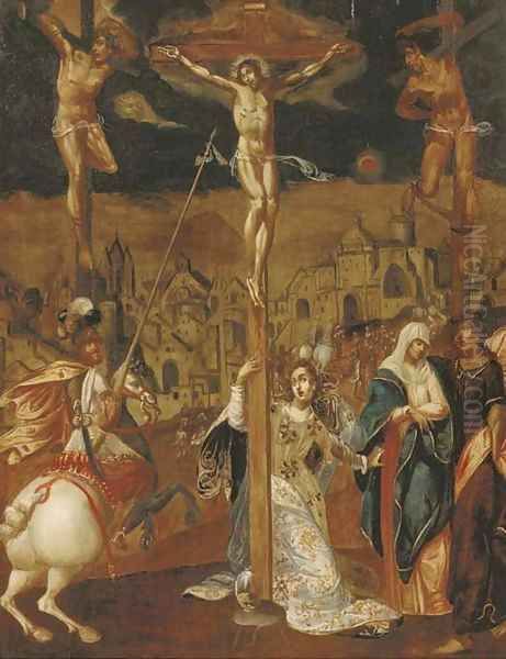 The Crucifixion Oil Painting by Louis de Caullery