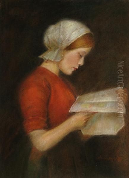 Young Girl Reading Oil Painting by William Samuel Henry Llewellyn