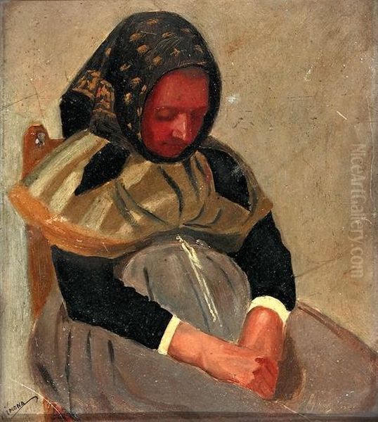 Una Anciana Oil Painting by Joan Llimona