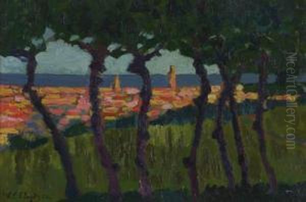 Cittadina Di Mare Vista Dalla Pineta Oil Painting by Llewelyn Lloyd