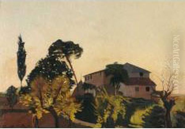 Casale Toscano Al Tramonto Oil Painting by Llewelyn Lloyd