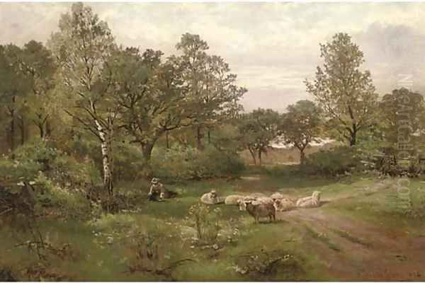 A summer afternoon near Tettenhall Wood, Staffordshire Oil Painting by Henry Hadfield Cubley